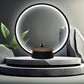Modern levitating lamp with glowing LED ring